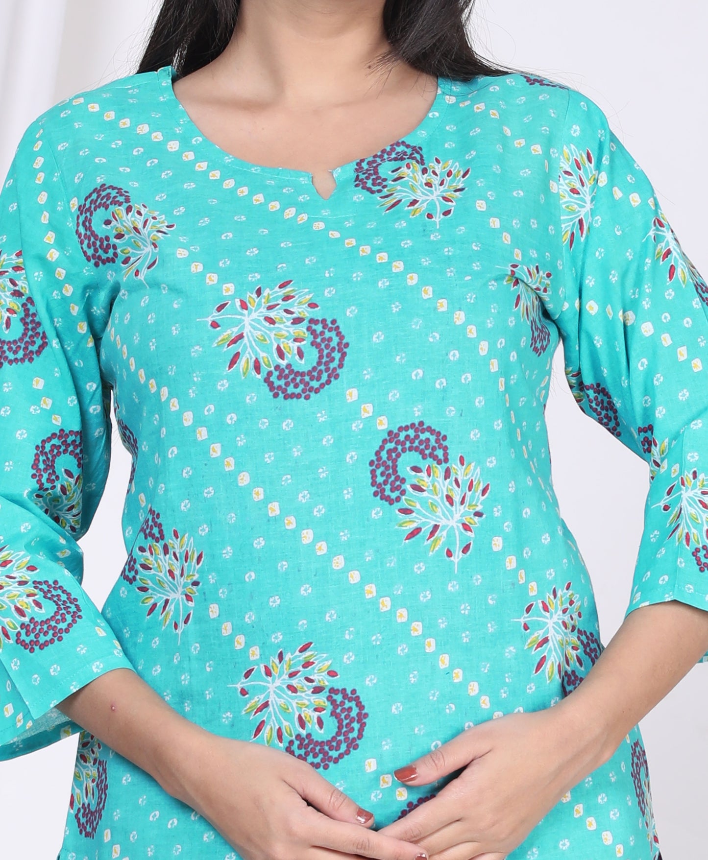 Women Top & Pyjama Set Multicolor Printed