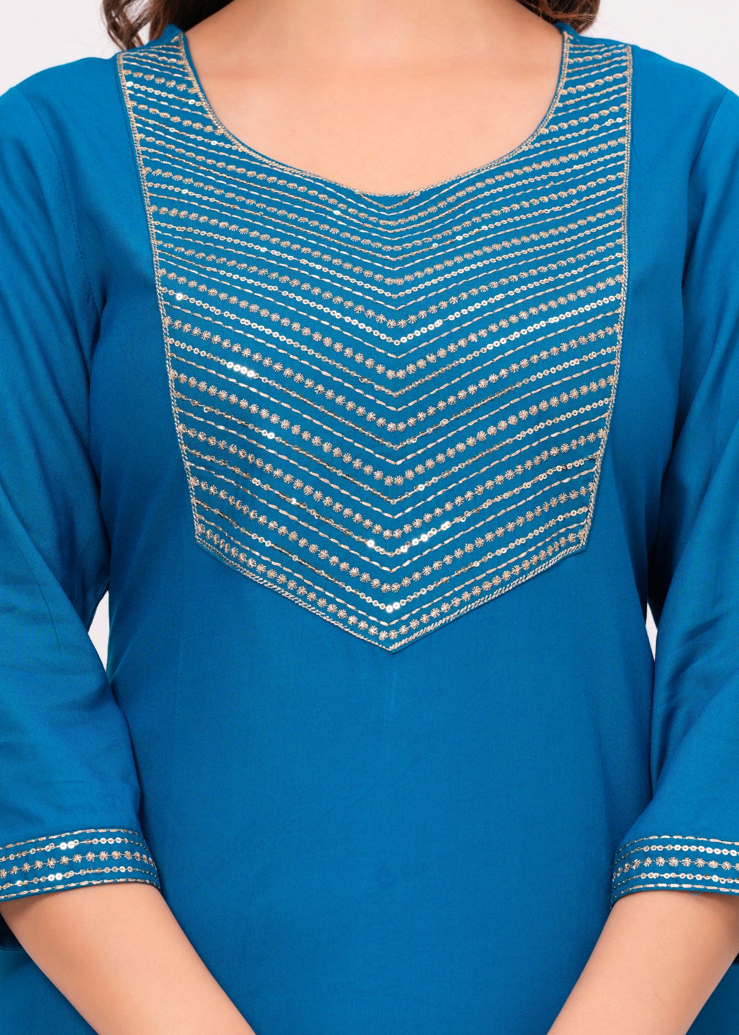 Blue Sequence Rayon Kurti