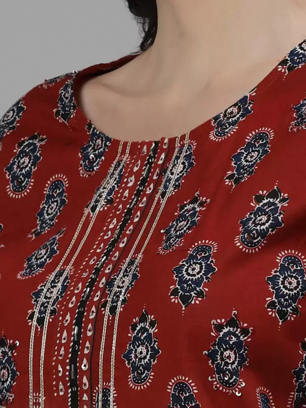 Women Pure Cotton Floral Printed Kurta Pant Dupatta Set