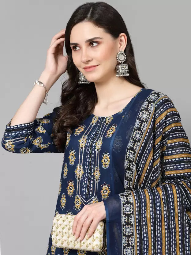 Women Pure Cotton Kurta Pant Dupatta Sets