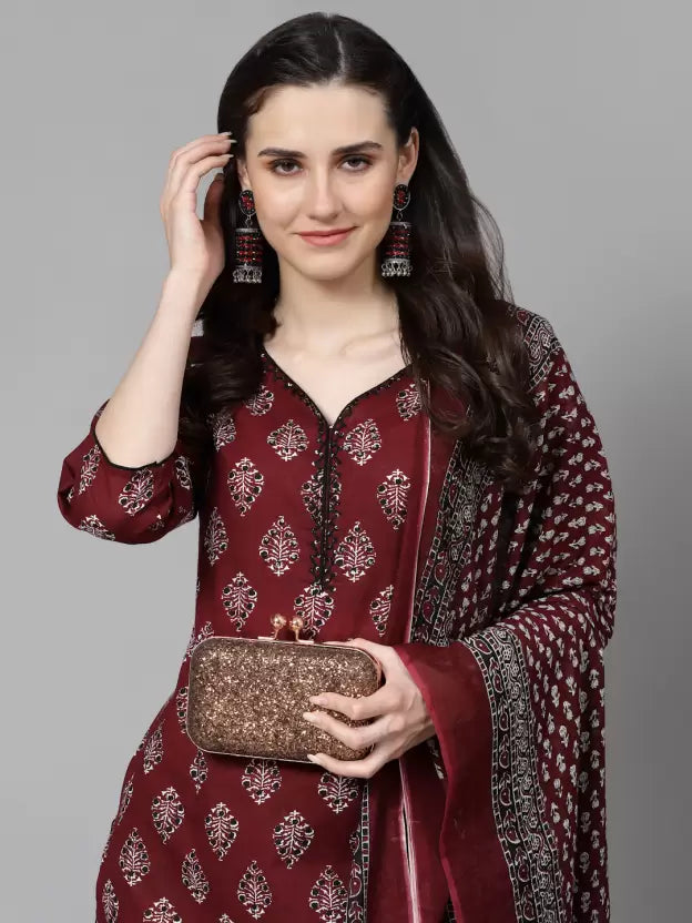 Women Pure Cotton Kurta Pant Dupatta Set