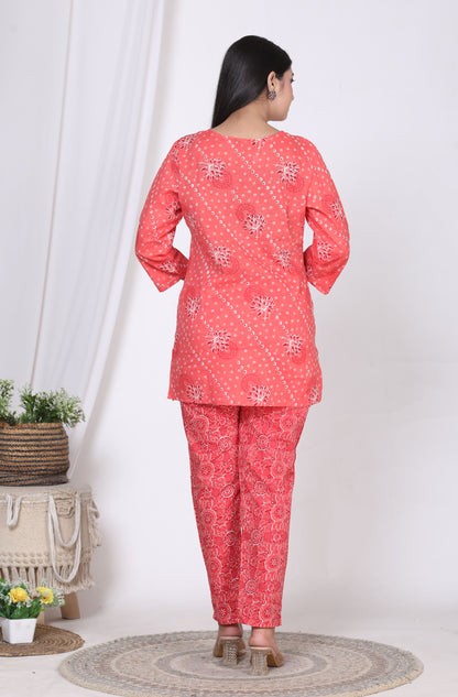 Women Top & Pyjama Set Multicolor Floral Print