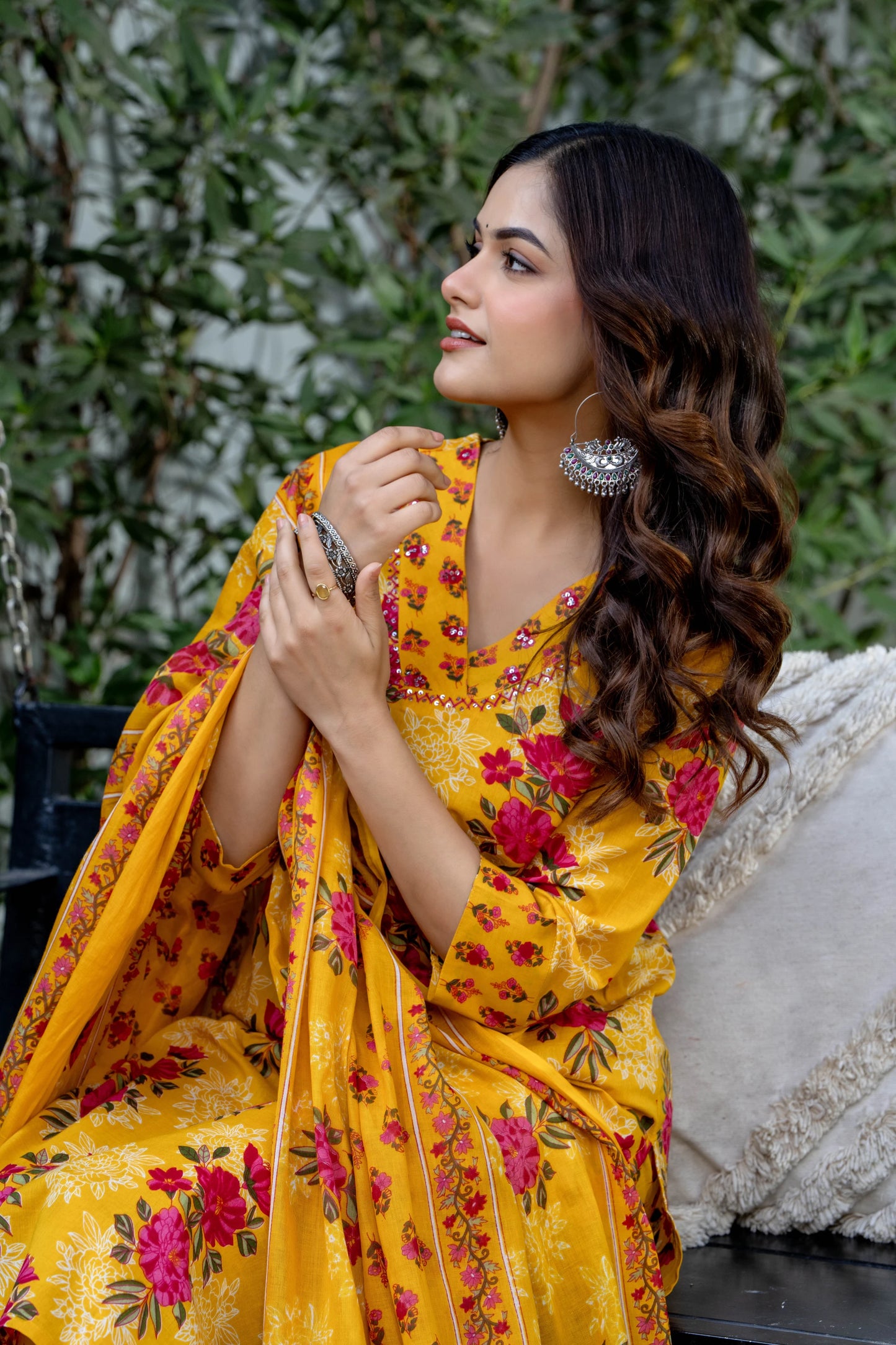 Bani Thani Yellow Rose Printed Kurta sets for women