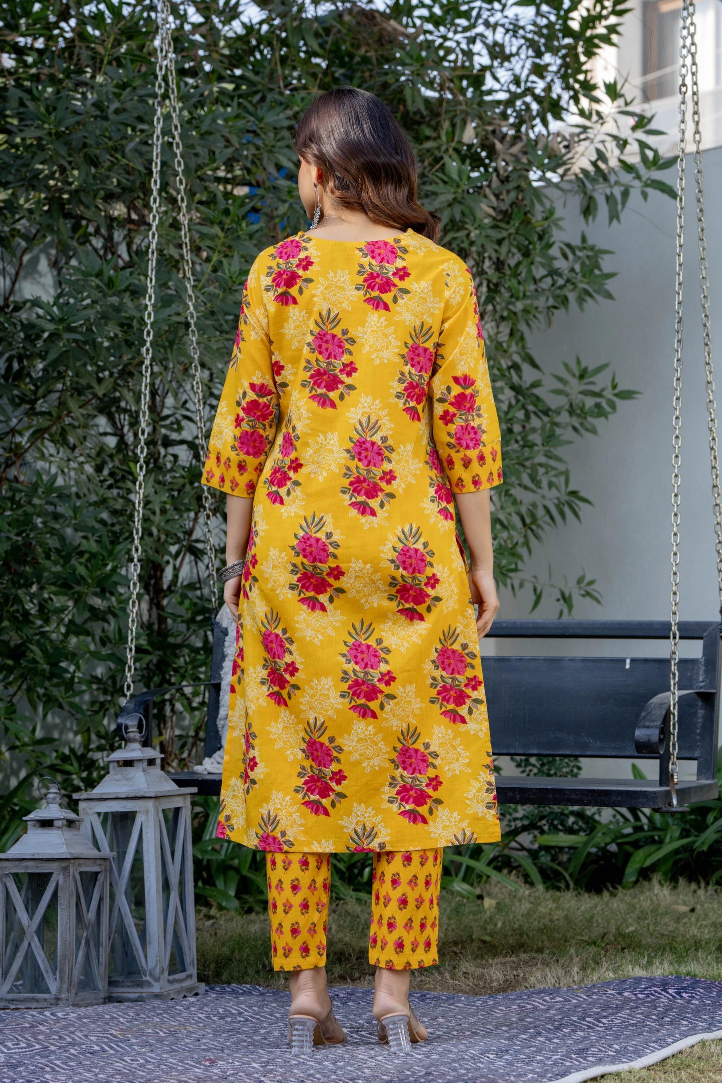 Bani Thani Yellow Rose Printed Kurta sets for women