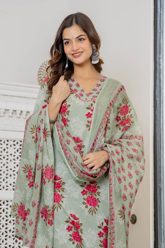 Bani Thani Pista Green Kurta Sets For women