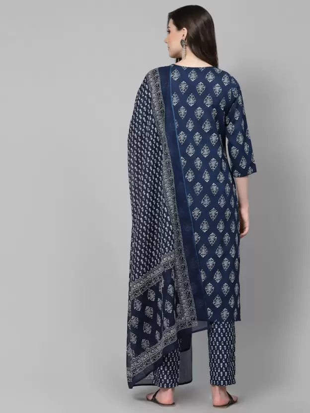 Women Pure Cotton Kurta Pant Dupatta Set