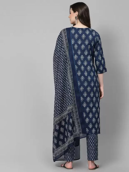 Women Pure Cotton Kurta Pant Dupatta Set