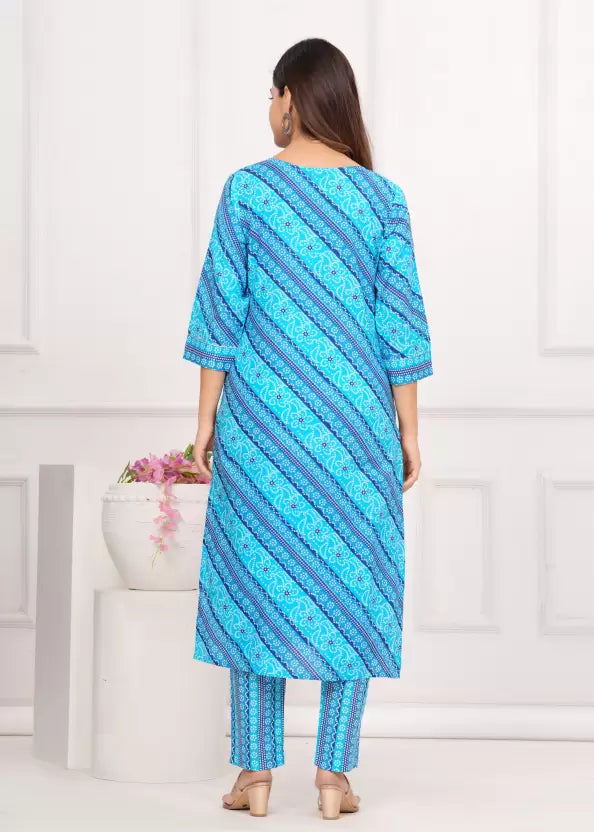 Women Pure Cotton Printed Kurta Pant Dupatta Set