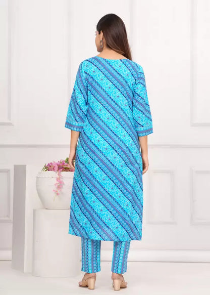 Women Pure Cotton Printed Kurta Pant Dupatta Set