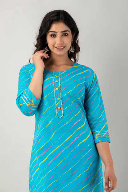 Sky blue leheriya Kurtas