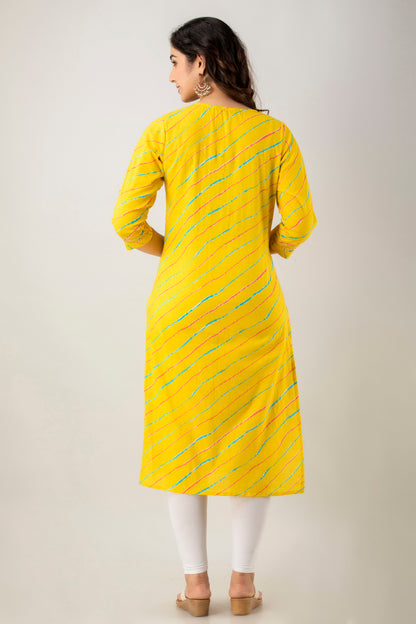 Yellow Leheriya Kurta