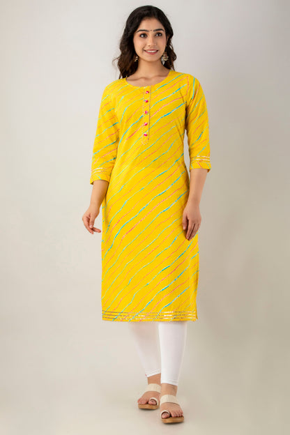 Yellow Leheriya Kurta