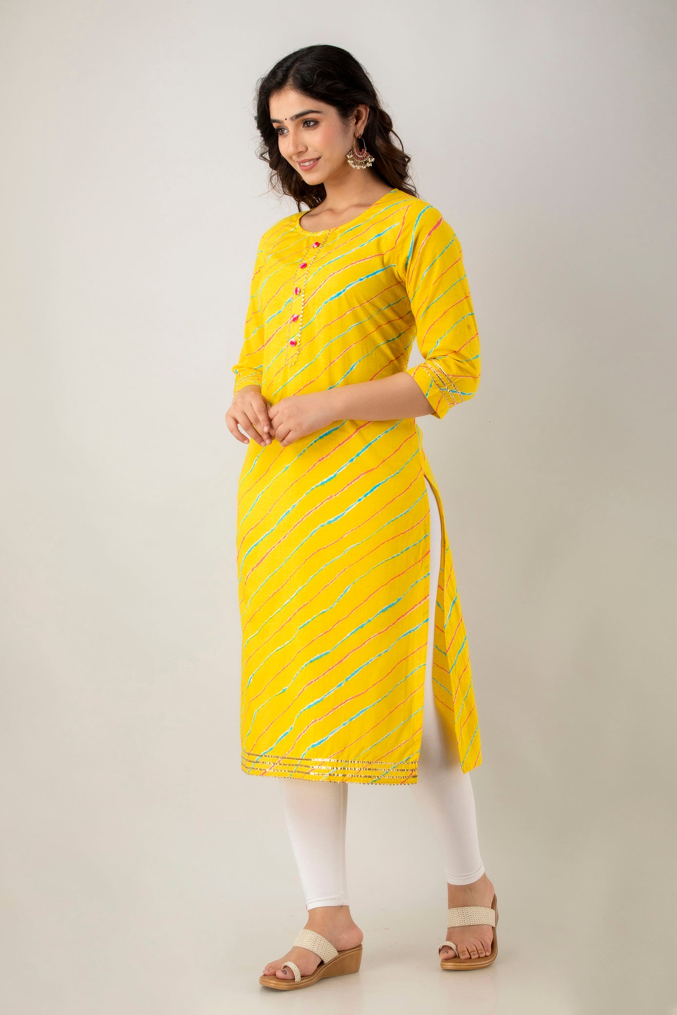 Yellow Leheriya Kurta