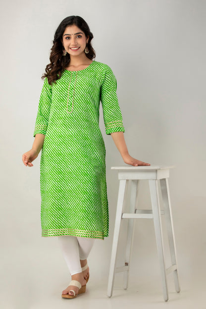 Green Leheriya Kurta