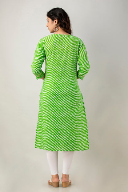 Green Leheriya Kurta