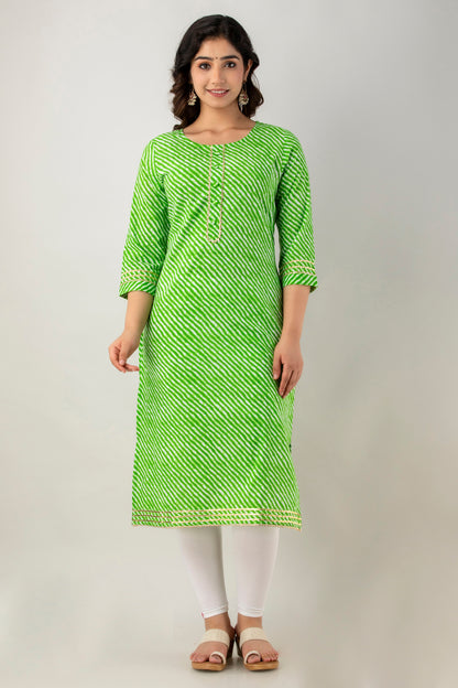 Green Leheriya Kurta