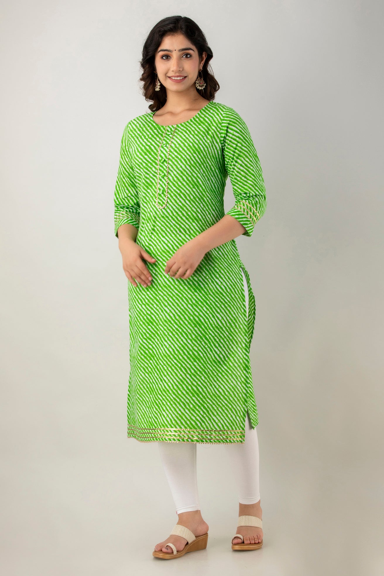 Green Leheriya Kurta