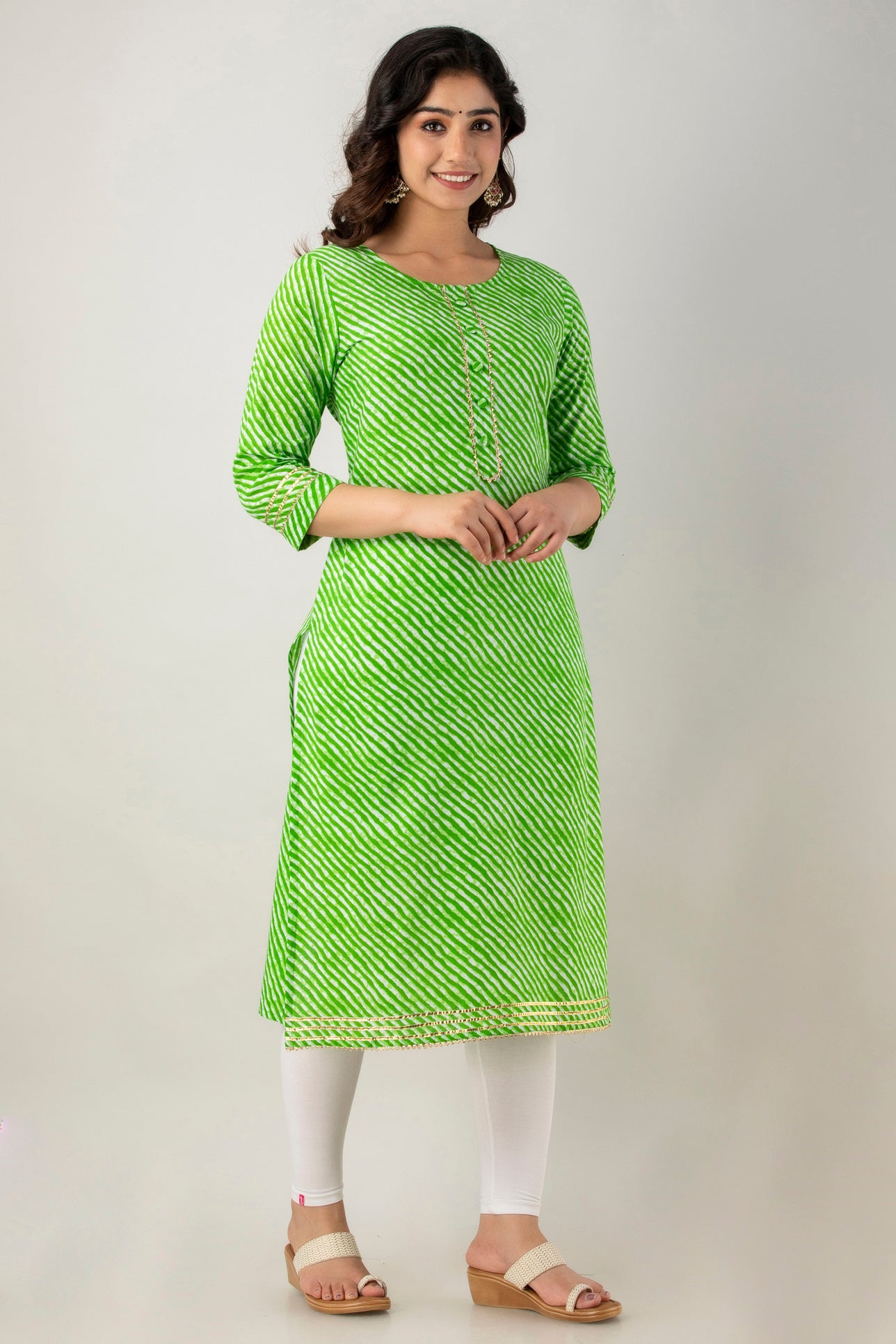 Green Leheriya Kurta