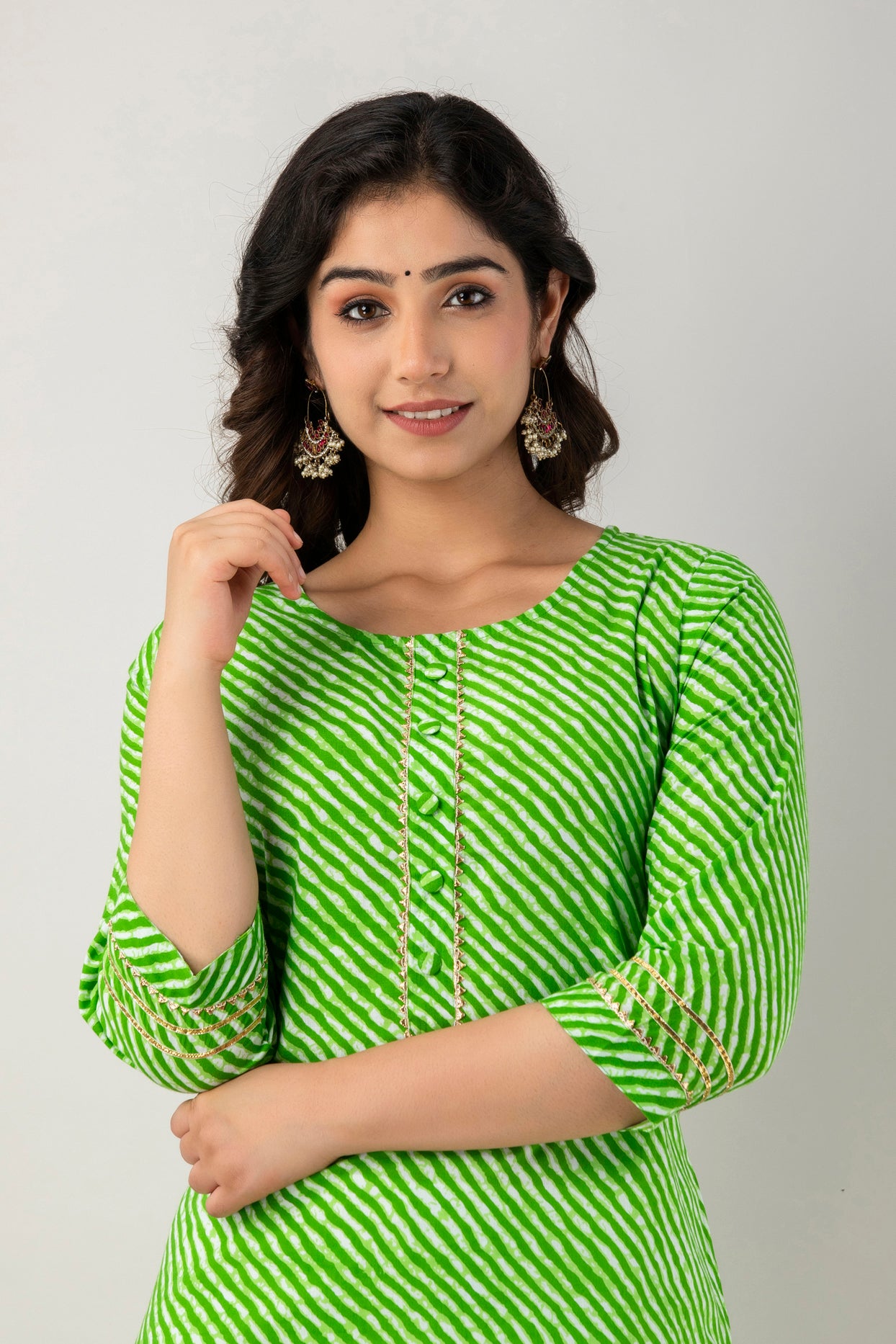 Green Leheriya Kurta