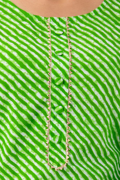 Green Leheriya Kurta