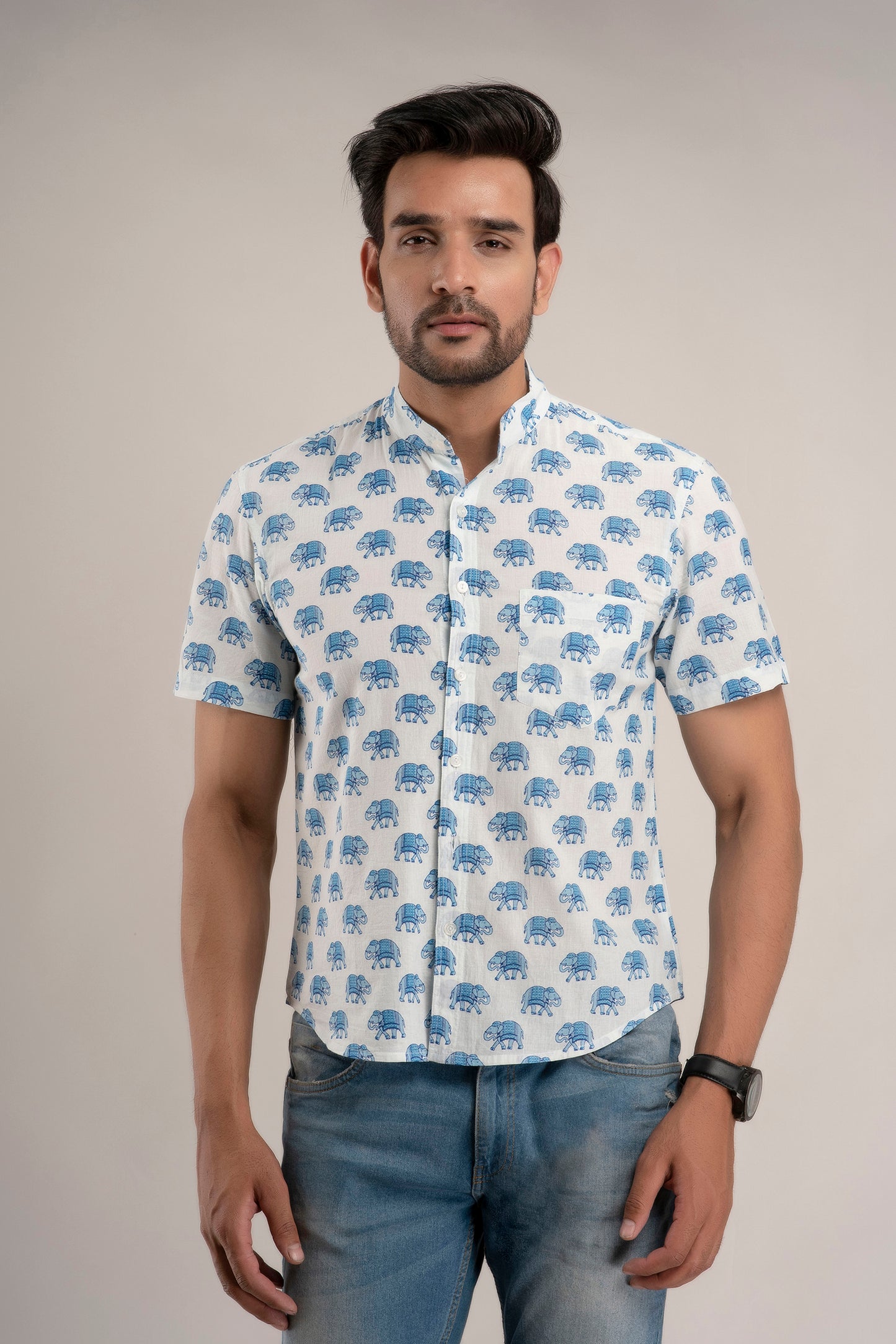 Elephant Print Mens Shirt