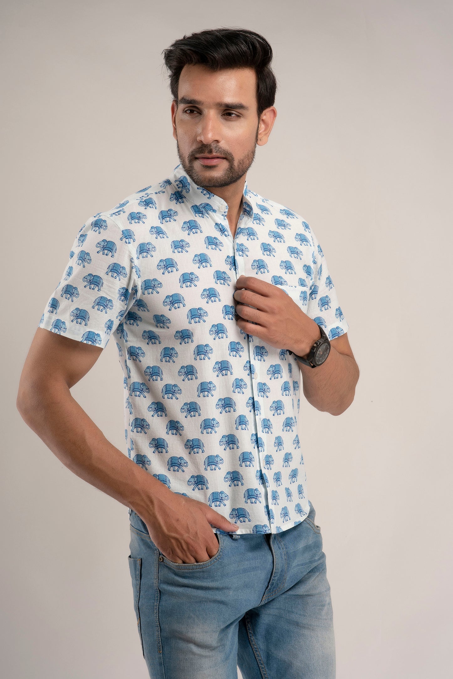 Elephant Print Mens Shirt