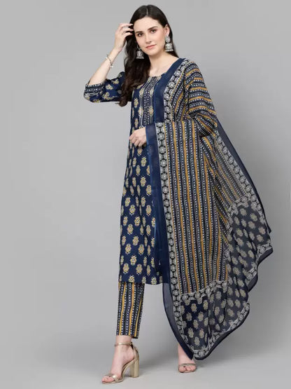 Women Pure Cotton Kurta Pant Dupatta Sets