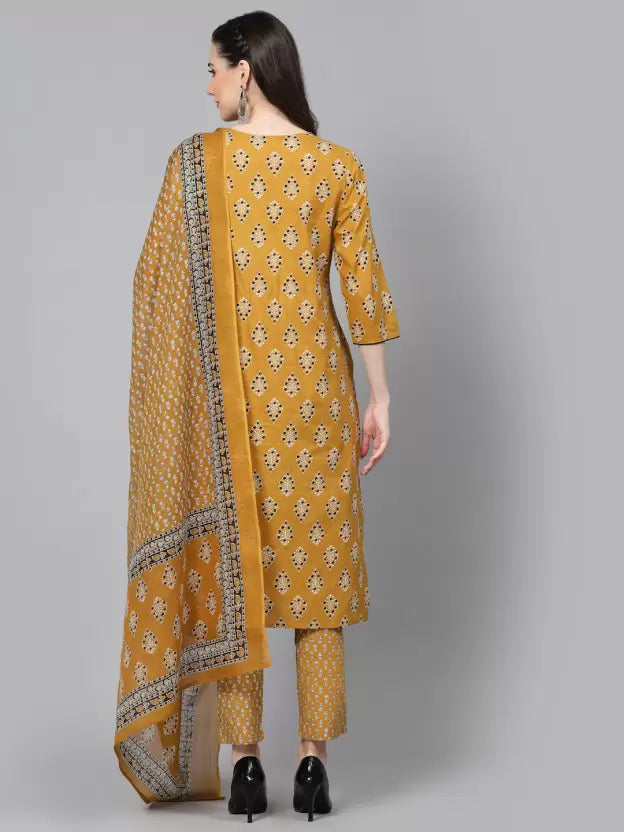 Women Pure Cotton Kurta Pant Dupatta Set