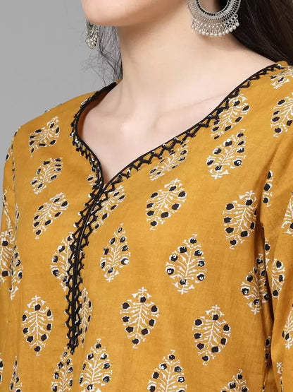 Women Pure Cotton Kurta Pant Dupatta Set