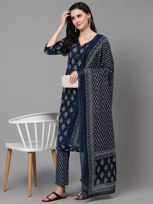 Women Pure Cotton Kurta Pant Dupatta Set