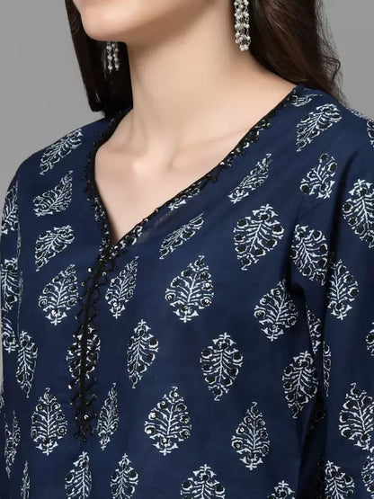 Women Pure Cotton Kurta Pant Dupatta Set
