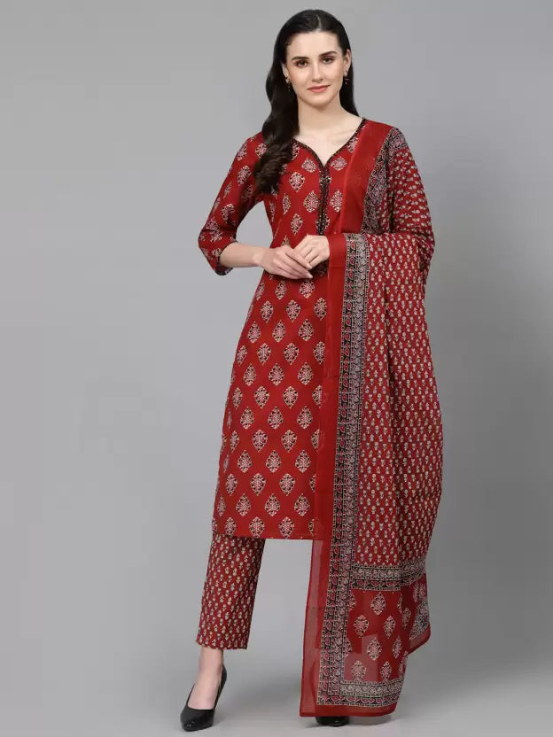 Women Pure Cotton Kurta Pant Dupatta Sets