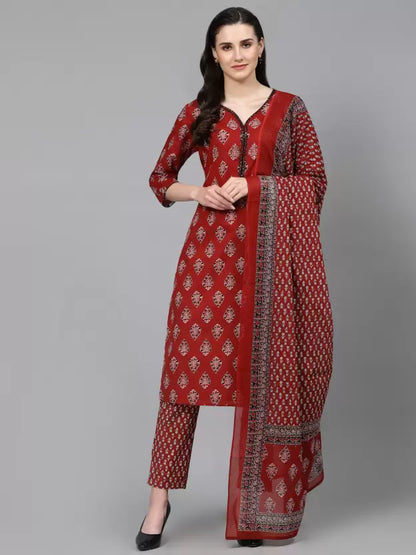 Women Pure Cotton Kurta Pant Dupatta Sets
