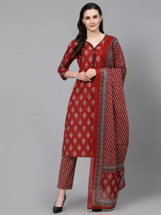 Women Pure Cotton Kurta Pant Dupatta Sets