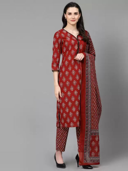 Women Pure Cotton Kurta Pant Dupatta Sets