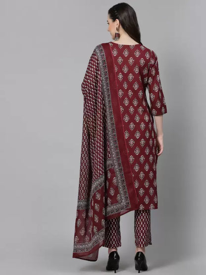 Women Pure Cotton Kurta Pant Dupatta Set